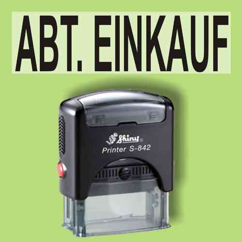 "Abt. Einkauf" Bürostempel Textplatte mit Shinystempel in verschiedenen Farben