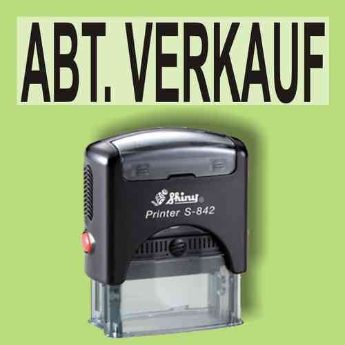 "Abt. Verkauf" Bürostempel Textplatte mit Shinystempel in verschiedenen Farben