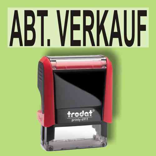 "Abt. Verkauf" Bürostempel Textplatte mit Trodatstempel in verschiedenen Farben