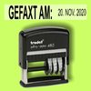 "GEFAXT AM" Bürostempel Textplatte mit Trodat Datumstempel in verschiedenen Farben
