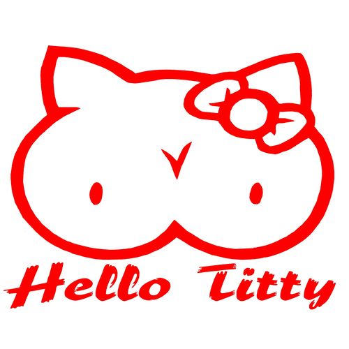 Hello Titty - Fun Aufkleber Shocker Sticker Größe Groß 30 x 38 cm F0002