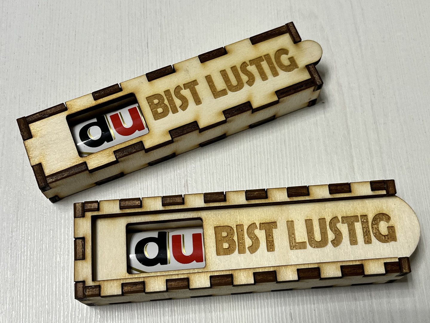 DU BIST LUSTIG - Duplo Geschenkbox Duplo Praline Schokolade Holzbox
