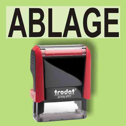 "Ablage" Bürostempel Textplatte mit Trodatstempel in verschiedenen Farben