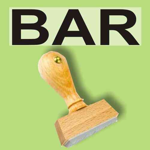 "Bar" Bürostempel Textplatte oder mit Holzstempel
