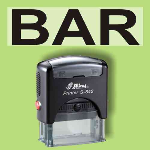"Bar" Bürostempel Textplatte mit Shinystempel in verschiedenen Farben