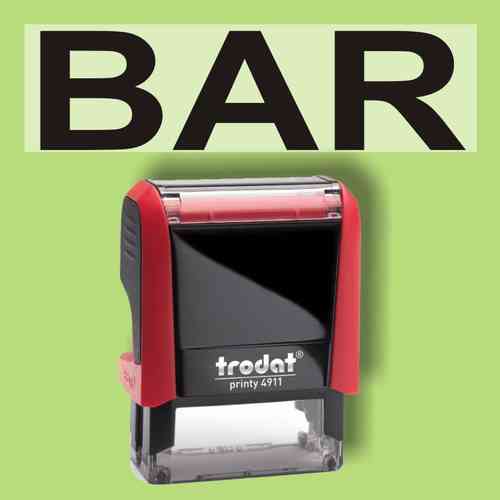 "Bar" Bürostempel Textplatte mit Trodatstempel in verschiedenen Farben