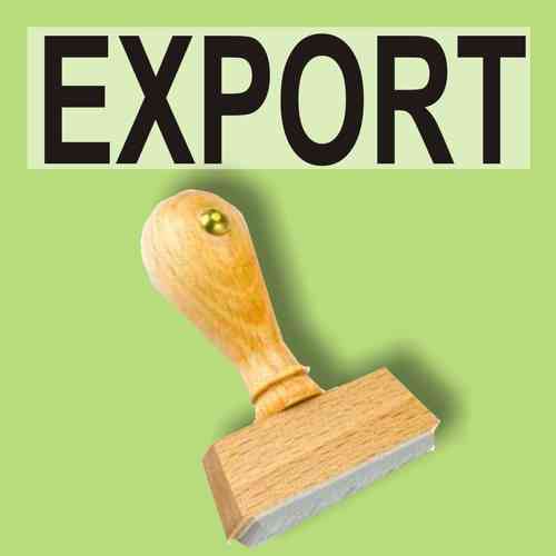"Export" Bürostempel Textplatte oder mit Holzstempel