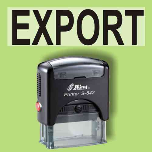 "Export" Bürostempel Textplatte mit Shinystempel in verschiedenen Farben