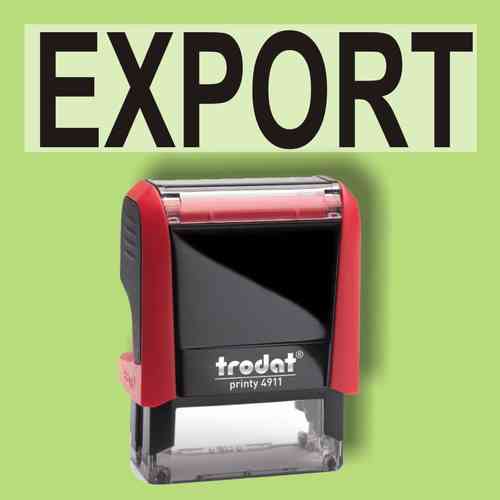 "Export" Bürostempel Textplatte mit Trodatstempel in verschiedenen Farben