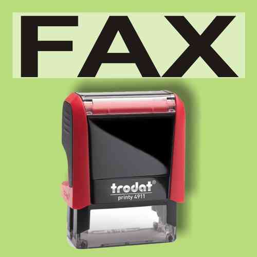 "Fax" Bürostempel Textplatte mit Trodatstempel in verschiedenen Farben