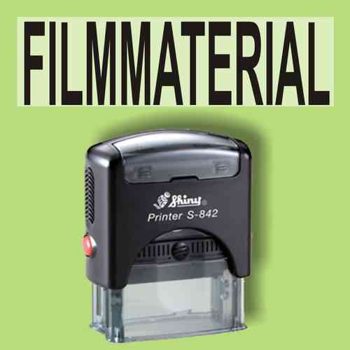 "Filmmaterial" Bürostempel Textplatte mit Shinystempel in verschiedenen Farben
