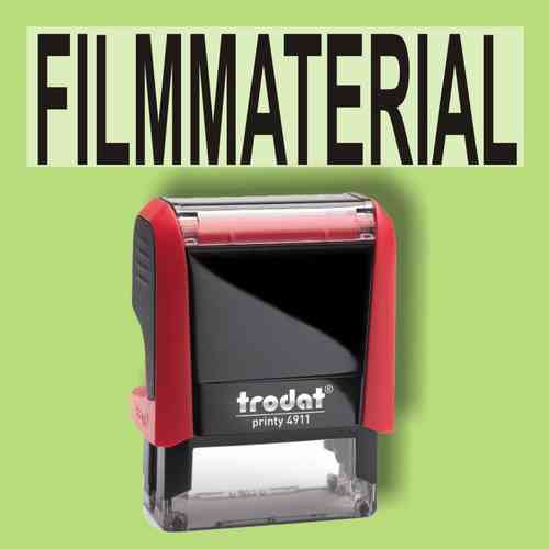 "Filmmaterial" Bürostempel Textplatte mit Trodatstempel in verschiedenen Farben