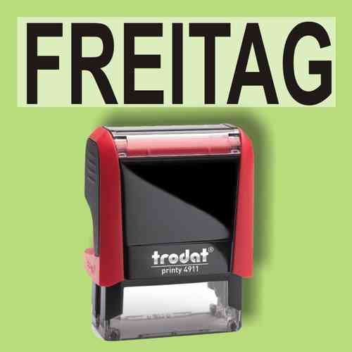 "Freitag" Bürostempel Textplatte mit Trodatstempel in verschiedenen Farben