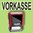 "Vorkasse" Bürostempel Textplatte mit Trodatstempel in verschiedenen Farben