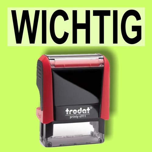 WICHTIG - Bürostempel Textplatte mit Trodatstempel in verschiedenen Farben
