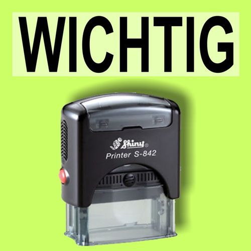 WICHTIG - Bürostempel Textplatte mit Shinystempel in verschiedenen Farben
