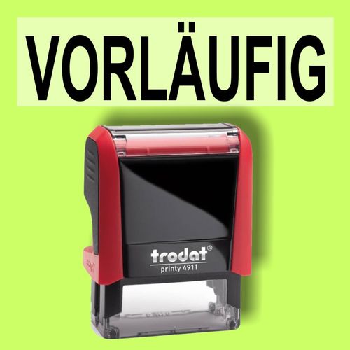 VORLÄUFIG - Bürostempel Textplatte mit Trodat Stempel in verschiedenen Farben