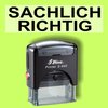 SACHLICH RICHTIG - Bürostempel Textplatte mit Shiny Stempel in verschiedenen Farben