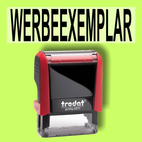 WERBEEXEMPLAR - Bürostempel Textplatte mit Trodat Stempel in verschiedenen