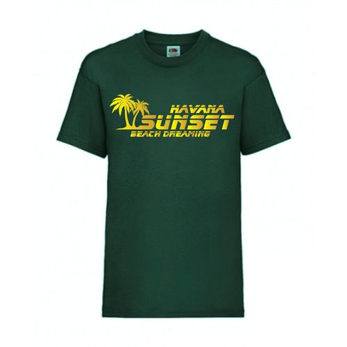 Havana Sunset - FUN Shirt T-Shirt Fruit of the Loom Dunkelgrün F0013
