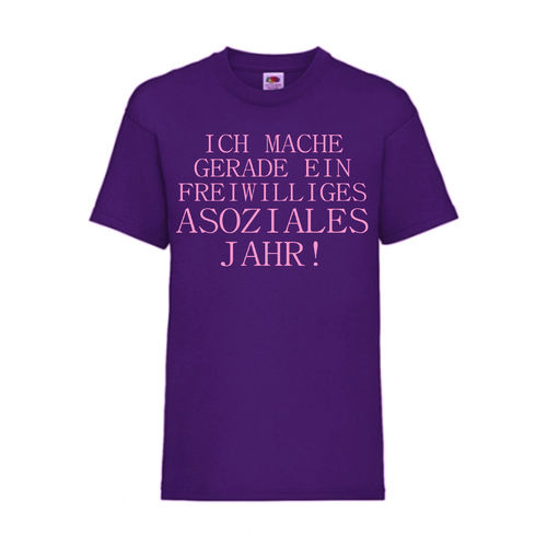 FREIWILLIGES ASOZIALES JAHR - FUN Shirt T-Shirt Fruit of the Loom Lila F0173