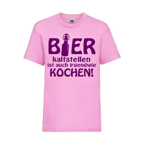 Bier kaltstellen ist auch irgendwie Kochen - FUN Shirt T-Shirt Fruit of the Loom Rosa F0065