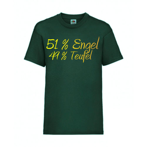 51% Engel 49% Teufel - FUN Shirt T-Shirt Fruit of the Loom Dunkelgrün F0122