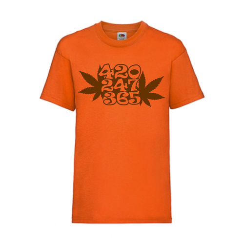 420 247 365 Hanf Weed Marihuana FUN Shirt T-Shirt Fruit of the Loom Orange F0206