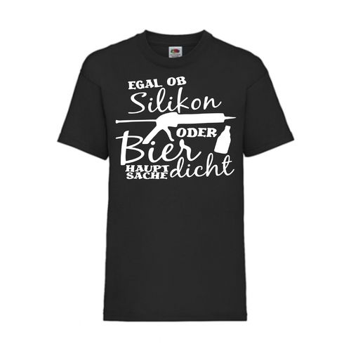EGAL OB SILIKON ODER BIER - FUN Shirt T-Shirt Fruit of the Loom Schwarz F0179