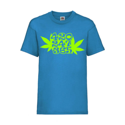 420 247 365 Hanf Weed Marihuana FUN Shirt T-Shirt Fruit of the Loom Azure F0206