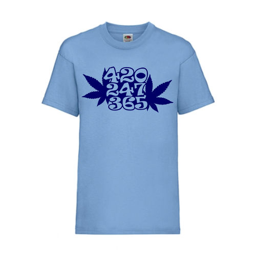420 247 365 Hanf Weed Marihuana FUN Shirt T-Shirt Fruit of the Loom Hellblau F0206
