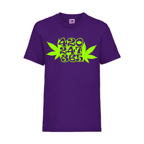 420 247 365 Hanf Weed Marihuana FUN Shirt T-Shirt Fruit of the Loom Lila F0206