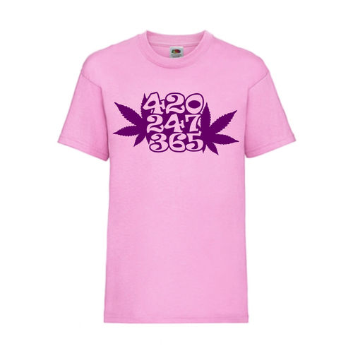 420 247 365 Hanf Weed Marihuana FUN Shirt T-Shirt Fruit of the Loom Pink F0206