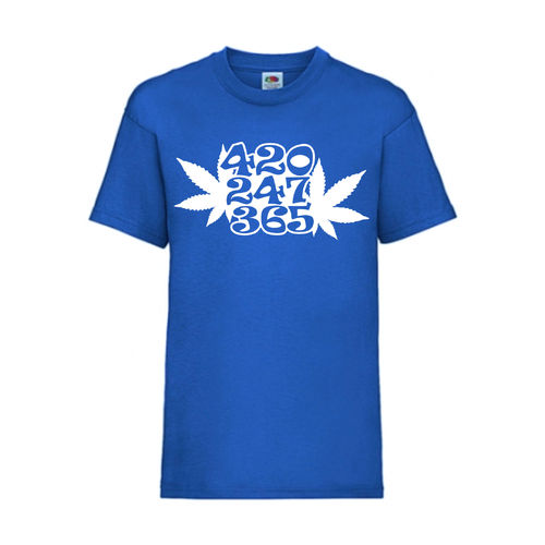 420 247 365 Hanf Weed Marihuana FUN Shirt T-Shirt Fruit of the Loom Royal F0206
