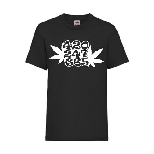 420 247 365 Hanf Weed Marihuana FUN Shirt T-Shirt Fruit of the Loom Schwarz F0206