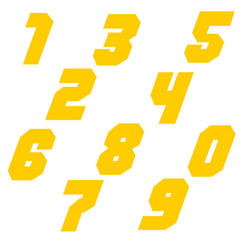 Zahlen Aufkleber Klebezahlen Ziffern Sticker 1 bis 200 Stück SA-06 Gelb