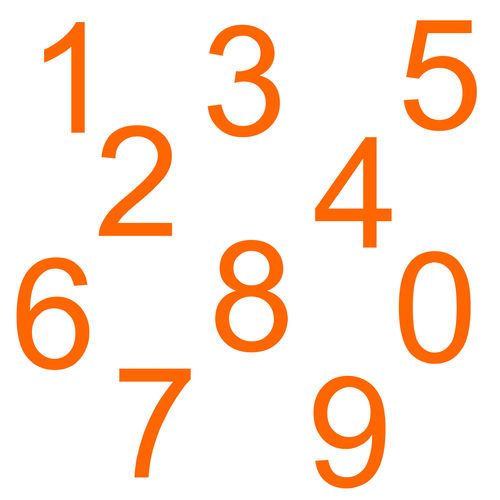 Zahlen Aufkleber Klebezahlen Ziffern Sticker 1 bis 200 Stück SA-01 Orange