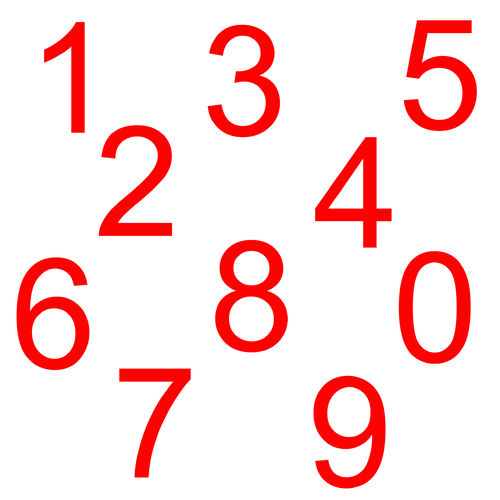 Zahlen Aufkleber Klebezahlen Ziffern Sticker 1 bis 200 Stück SA-01 Rot