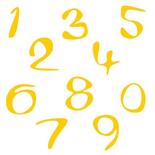 Zahlen Aufkleber Klebezahlen Ziffern Sticker 1 bis 200 Stück SA-05 Gelb
