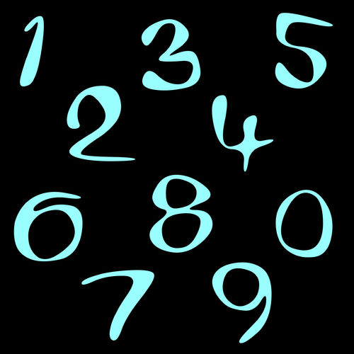 Zahlen Aufkleber Klebezahlen Ziffern Sticker 1 bis 200 Stück SA-05 Hellblau