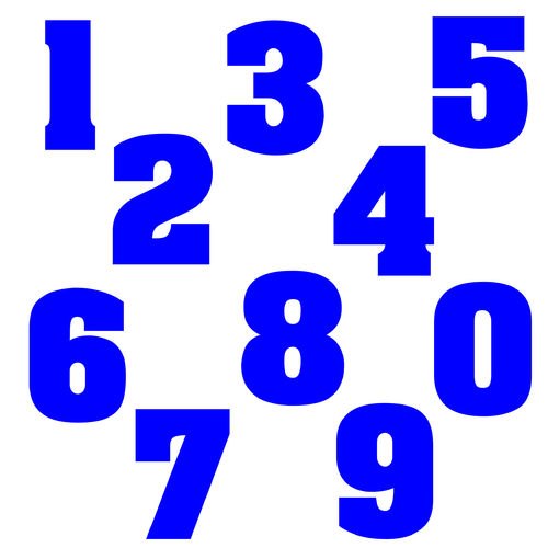 Zahlen Aufkleber Klebezahlen Ziffern Sticker 1 bis 200 Stück SA-04 Blau