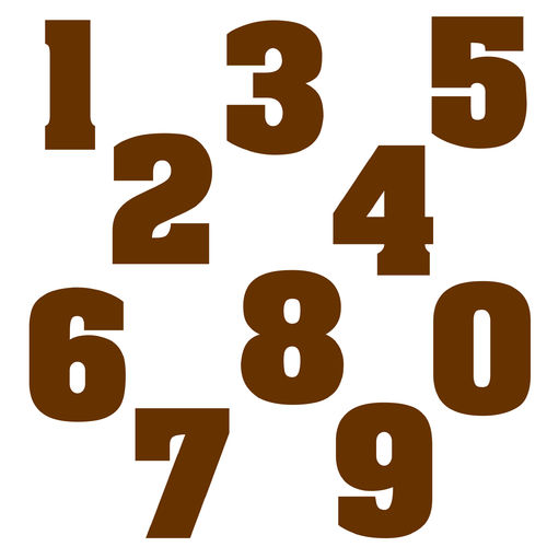 Zahlen Aufkleber Klebezahlen Ziffern Sticker 1 bis 200 Stück SA-04 Braun