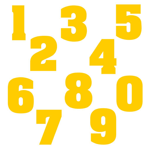Zahlen Aufkleber Klebezahlen Ziffern Sticker 1 bis 200 Stück SA-04 Gelb