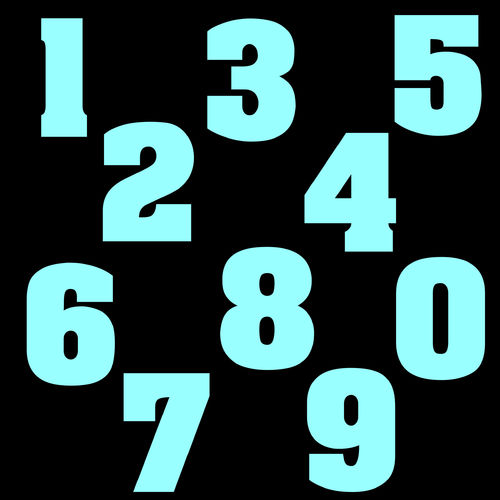 Zahlen Aufkleber Klebezahlen Ziffern Sticker 1 bis 200 Stück SA-04 Hellblau