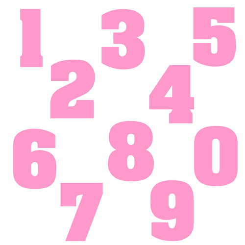 Zahlen Aufkleber Klebezahlen Ziffern Sticker 1 bis 200 Stück SA-04 Rosa