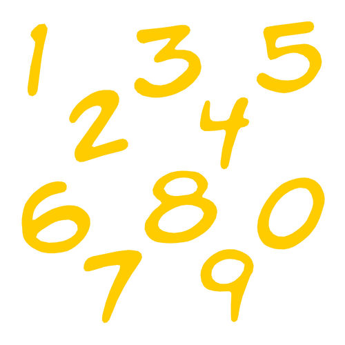 Zahlen Aufkleber Klebezahlen Ziffern Sticker 1 bis 200 Stück SA-03 Gelb