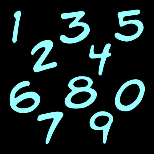 Zahlen Aufkleber Klebezahlen Ziffern Sticker 1 bis 200 Stück SA-03 Hellblau