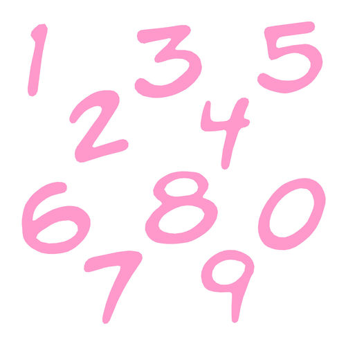 Zahlen Aufkleber Klebezahlen Ziffern Sticker 1 bis 200 Stück SA-03 Rosa