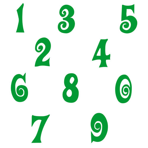 Zahlen Aufkleber Klebezahlen Ziffern Sticker 1 bis 200 Stück SA-07 Grün