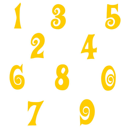 Zahlen Aufkleber Klebezahlen Ziffern Sticker 1 bis 200 Stück SA-07 Gelb